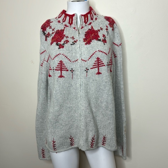 Vintage zip up sweater cardigan holiday vibes winter L - Picture 1 of 5